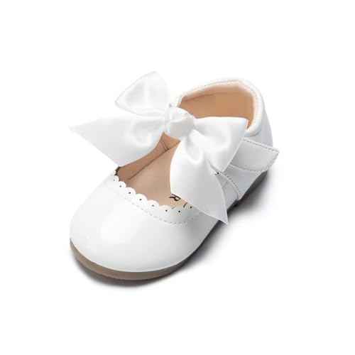 Toddler Girls Mary Jane Dress Shoes Ballet Flats Little Girls Soft Slip-On Bowknot Princess Shoes Wedding Party Casual Walking School Uniform Moccasins Baptism Shoes