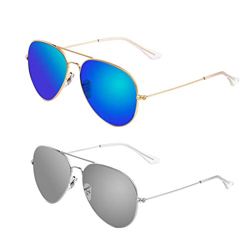 Bio-th Sunglasses for Women Men Aviator Polarized Metal Mirror 100% UV 400 Protection