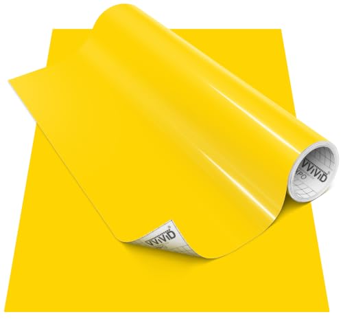 VViViD DECO65 Yellow Gloss Permanent Adhesive Craft Vinyl for Cricut, Silhouette & Cameo (24" x 30ft)