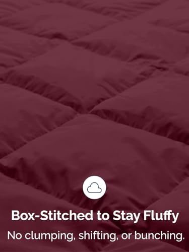 Image of Queen Size, Burgundy Alternative Down Comforter - Warm, Lightweight & Breathable Hotel Quality Bedding Set for Men, Women, Kids & Teens - All Season Oversized Cooling Microfiber Duvet Insert Comforter