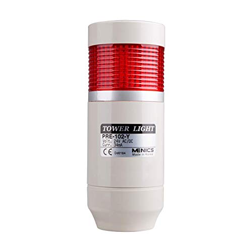 PREF-102-R, LED Stack Tower Light, 56mm red Color 1 Stack Modular, Steady/Flash, Pole mounting Beige Body, 25