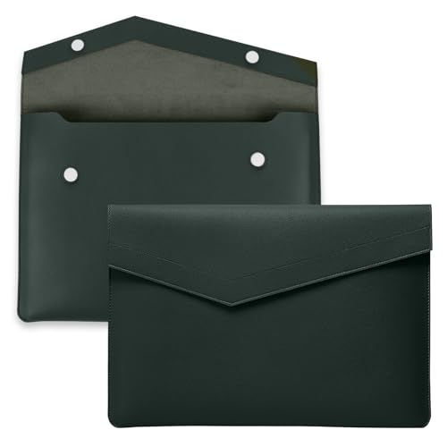 KeHowy Laptoptasche Hülle für 11/11.6/12/13/13.3/14/15.6/16 Zoll LaptopHülle Laptop Sleeve, PU Leder Laptoptasche für MacBook/HP/Dell/Acer/Lenovo/Asus/Surface Laptop Notebook - Dunkelgrün