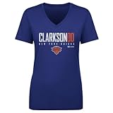 500 LEVEL Jordan Clarkson New York Knicks Elite Women's V-Neck T-Shirt (Royal Blue, X-Large)