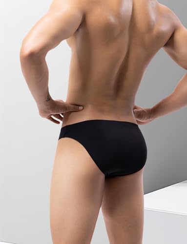 FEOYA Men's Ice Silk Sexy Underwear Breathable Bikini Transparent Underpants Briefs Low Rise Solid Color Comfortable 3 Pack2