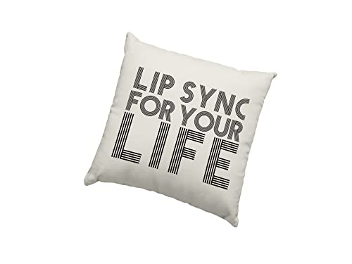 Image of HotScamp Drag Cushion Cover - Lip Sync For Your Life Scatter Cushion Home Accessory Pillow Bedroom Drag Queen Race TV - Natural Canvas 40x40cm