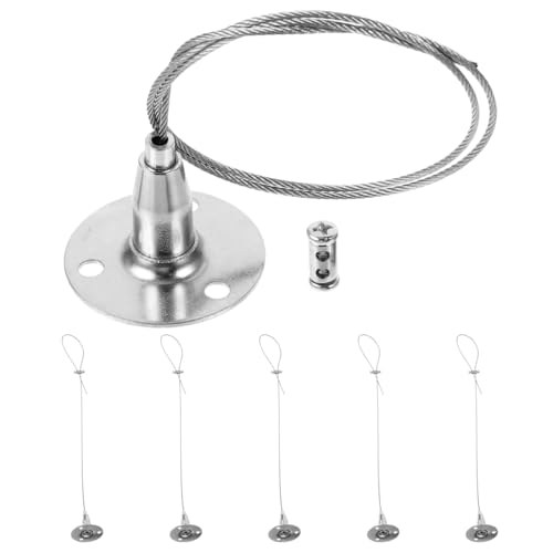 WOONEKY Gancho Para Colgar Cuadros De Alambre 5 Piezas Sistema De Suspensión Para Cable Cortina Y Carteles Con Diseño Antideslizante Para Galerías Y Decoración Hogar