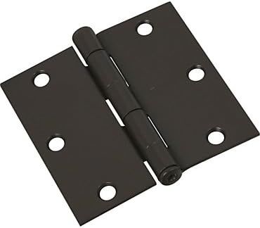 National Hardware N830-323 3-1/2 X 3-1/2 Square Corners Oil Rubbed Bronze Door Hinges 3 Count