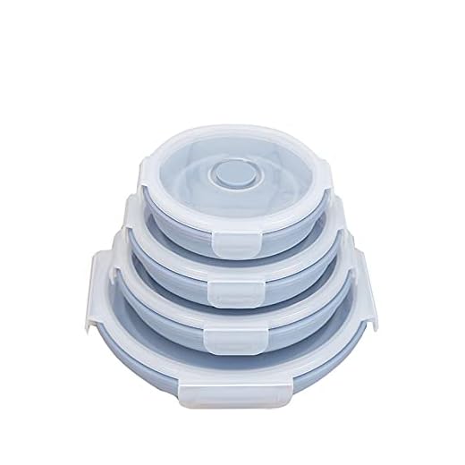 NCTCITY Collapsible Food Storage Containers Portable Silicone Lunch Bento Box Foldable Fresh-keeping Box Round Reusable Travel Bowl with Airtight Lids for Camping Office School