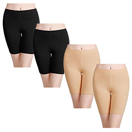 Image of wirarpa Women's Cotton Boy Shorts Underwear Anti Chafing Soft Biker Short Plus Boy Shorts Panties 4 Pack, Multicolor05-4 Pack