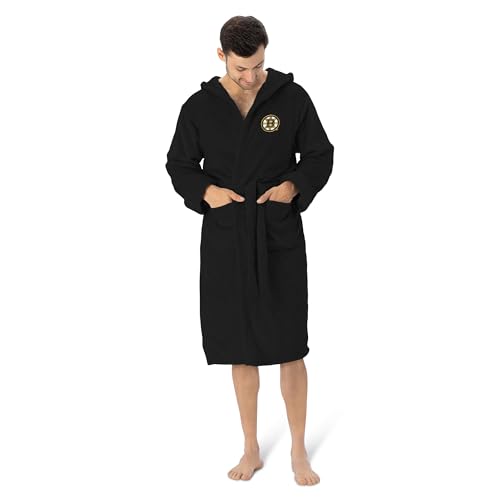 NORTHWEST NHL Boston Bruins, Sports Fan Apparel Hooded Silk Touch Robe, 26 x 47 Inches