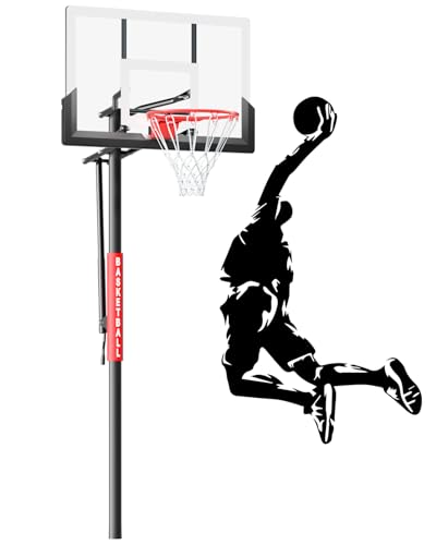 In-Ground Basketball Hoop Outdoor Adjustable (7.5-10ft) with Crank, Inground Basketball Goal System for All Ages, 48 Inch Shatterproof Backboard