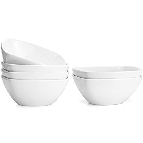 Foraineam Porcelain Square Cereal Bowls 20 Ounces Soup Pasta White Serving Bowl For Dinner, Dessert, Salad, Fruit, Small Side Dishes, Set Of 6 thumb #4