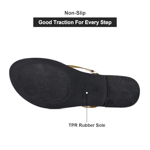 Image of mazeskin Women's Memory Foam Comfortable Flat Thong Sandals Dressy Summer Beach Leather Slide Flip Flops