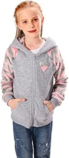 V.&GRIN Girls Zip-up Hooded Sweatshirt with Long Fleece Sleeve, Pockets, Sequin Star for Teen Girls 7-16 Years (Gray 10-12)