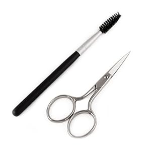 REFINE – Italy Eyebrow Scissors with Wooden Handle Spoolie Grooming Kit