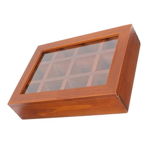 LIFKOME Scatola Trasparente Portabustine Da Tè Con 12 Scomparti Organizer in Legno Con Finestra in Acrilico Per Bustine Di Tè Zucchero E Spezie
