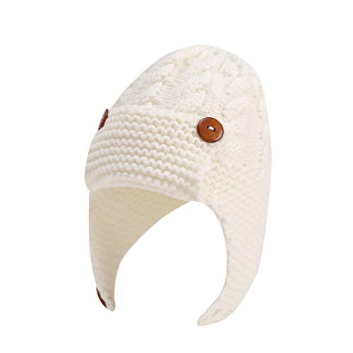 DUHGBNE Strickmütze Beanie Strickmütze Kindermütze Warm Baby Wintermütze Feinstrick Mütze doppelt gestrickt Mütze Baby Slouch Kindermütze Tierdruck Plüsch