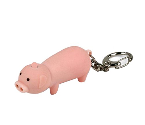Pink PIG KEYCHAIN Key Ring Safety LED Light Finder Flashlight With OINKING sound