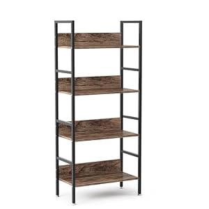 DEWEL オープンシェルフ オープンラック 棚 幅60×奥行30×高さ135cm ラック アジャスター付き 収納棚 木製棚板 スチールラック 本棚 食器棚 コーナーラック ディスプレイ 花台 陳列 展示 リビングルーム 組立品 シン...
