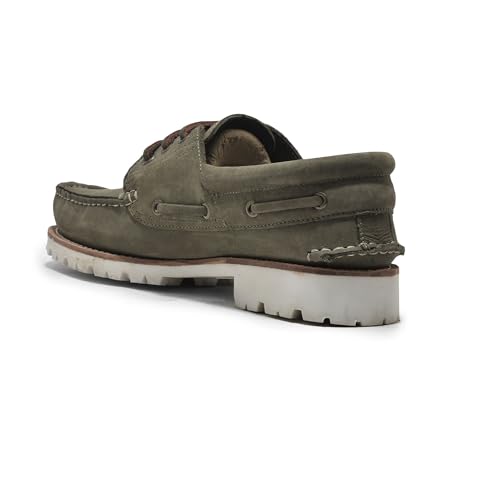 Image of Woodland Men Olive Green Boat Shoes