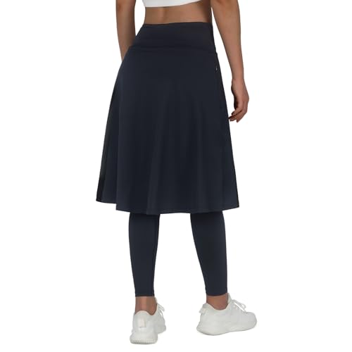 ANIVIVO Women Long Knee Length Skirt with Full Leggings,Skirted Leggings with High Waisted Pockets3