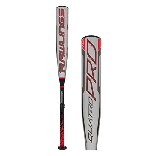 Rawlings 2021 Quatro Pro USA Baseball Bat Series, 29 inch (-10), Red/Silver/Black