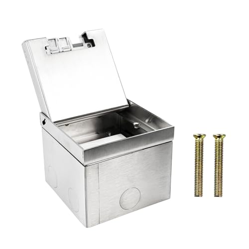 Kit de boîte de sol, prise de sol en acier inoxydable 16 A AC250 V UE avec connexion de câble réseau et prise UE, prise encastrée au sol dissimulée pour sols installés, bureaux à domicile