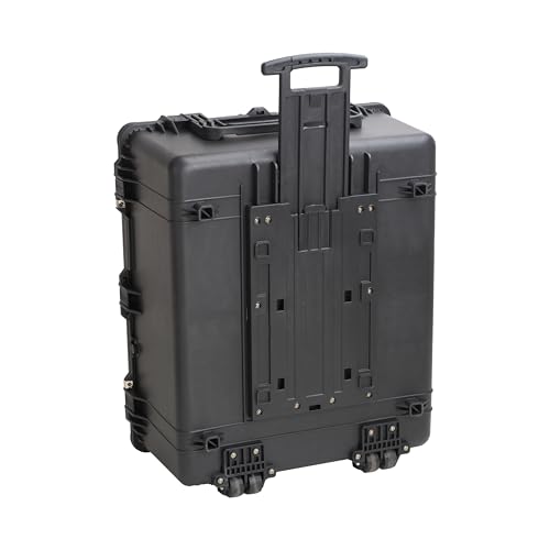 MEIJIA Portable Waterproof Protective Case,Hard Camera Case With Retractable Pull Handle And Rolling Wheels,Customizable Fit Foam Inserted,Elegant Black, 33.43"X28.39"X17.64" by MEIJIA - Used condition - Image 4