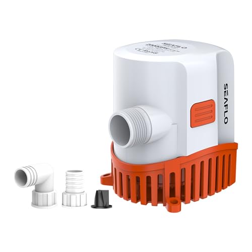 Image of SEAFLO 17-Series 2000 GPH Automatic Bilge Pump - 12V, Submersible Boat Pump, Marine Bilge Water Removal, Dual Outlet inch Intake 1 ⅛ inch Discharge, Compact Design, 4 Year Warranty