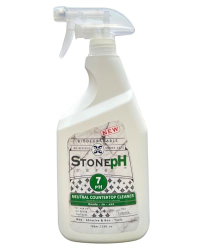 STONE PH Countertop Cleaner Spray - Daily Granite Cleaner Spray - Stone Cleaner- Ph Neutral Formula For Kitchen & Home Cleaning Surfaces Marble, Quartz, Lemon, (25 Fl. Oz)