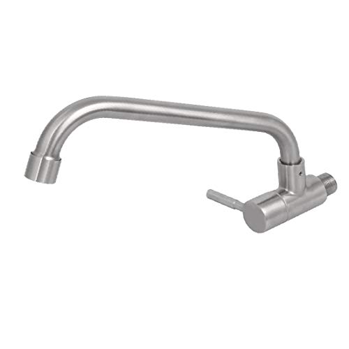 X-DREE 1/2BSP 304 Stainless Steel Wall Mount Rotary Wash Sink Basin Water Tap Faucet(1 / 2BSP 304 Acero inoxidable Montaje en pared Fregadero giratorio Lavabo Fregadero Grifo de agua Grifo