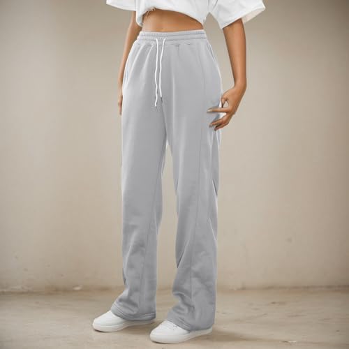 Girls Wide Leg Sweatpants Drawstring High Waisted Lounge Baggy Joggers Straight Athletic Pants with Pockets2