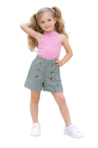 Image of Girl's Solid Cotton Blend Style Top and Shorts Set