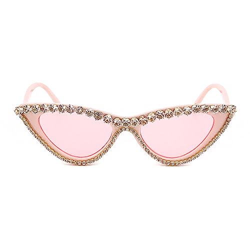 Naimo Sparkling Crystal Cat Eye Sunglasses UV Protection Rhinestone Sunglasses2
