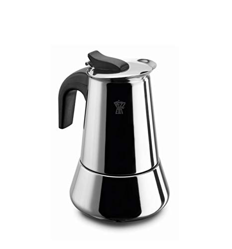 Pezzettiステンレススチール誘導StovetopエスプレッソコーヒーメーカーMoka Pot – 4 , 6 Cup 4カップ 9040501004SP