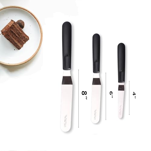 Cake Icing Spatulas with Non-Slip Handle 4 6 Inch Small Offset Palette Knife for icing smoother, Flat Pallet Knives for Baking or Frosting, Stainless Steel Cake Decorating Spatulas Angled Spatula - Image 3