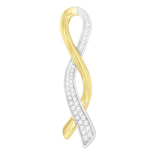 Original Classics 10K Two-Toned Gold 1/4 cttw Diamond Spiral Ribbon Shape Pendant Necklace (H-I, I1-I2)