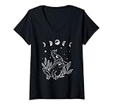 Photo Gallery donna cottagecore cappello estetico rana wizard moon maglietta con collo a v Photo Gallery donna cottagecore cappello estetico rana wizard moon maglietta con collo a v
