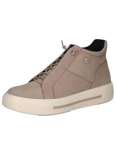 CAPRICE Damen Sneaker hoch aus Leder mit Reißverschluss, Braun (Mud Nubuc), 42 EU