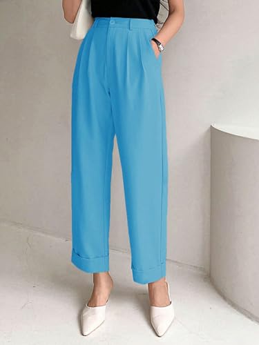 Image of KOTTY Women's Cotton Blend Cross Pocket Solid Trousers
