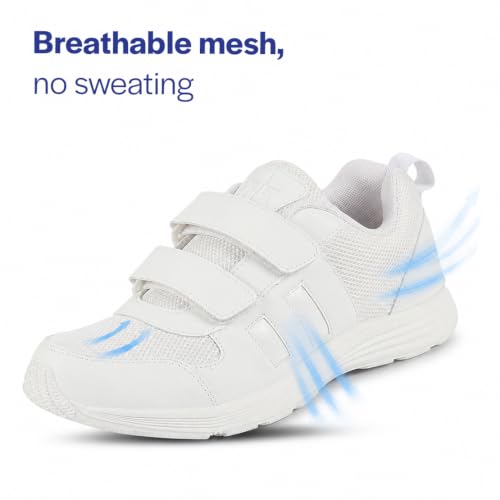 Image of FAUSTO Unisex School Uniform Shoes|Boys & Girls Non Lacing Breathable School Shoes|Hook and Loop Adjustable Fasteners School Shoes for Kids