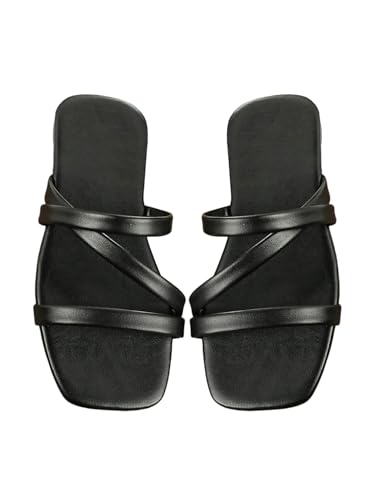 GORGLITTER Girl's Strappy Slide Flat Sandals Square Open Toe Dressy Dress Sandals