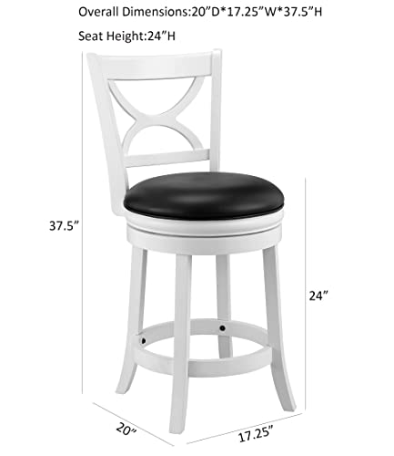 Ball & Cast Swivel Counter Height Barstool 24 Inch Seat Height White Set Of 1 #TOP2