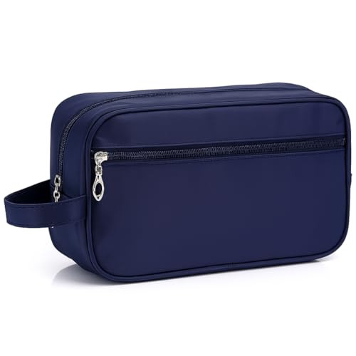 Necessaire Masculina para Viagem Nylon com Alça Lateral Dois Compartimentos Bolsa de Toilette Executiva Organizador Perfumes Shampoo (AZUL)