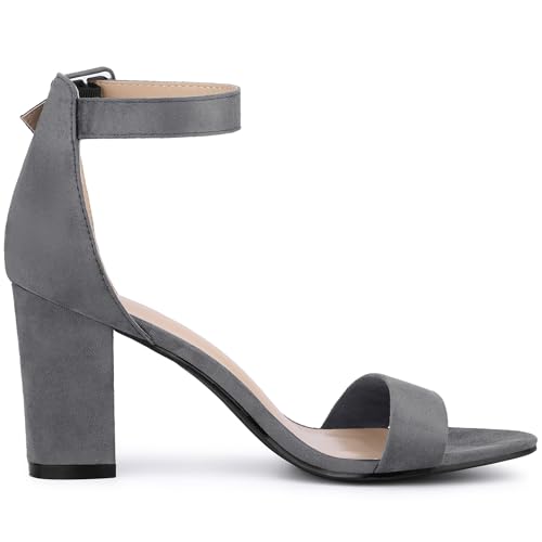 Image of Allegra K Women's Open Toe Chunky High Heel Buckle Ankle Strap Sandals