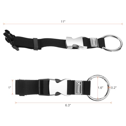 Image of HARFINGTON Luggage Straps Jacket Clips Strap Nylon Adjustable Suitcase Belt Baggage Backpack Connector Travel Accessories with Metal Buckle for Extra Bags Travel Attachment, Black