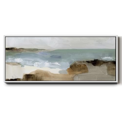 Renditions Gallery Floater Framed Home Decor Muddy Earth Tones Wall Art Painting and Prints for Bedroom Office Kitchen Lobby - 20"x50" White Frame LT618