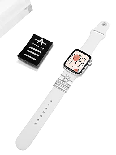 Image of 5Pcs Charms for Apple Watch band 41mm 45mm 40mm 44mm 38mm 42mm 46mm 49mm Women,Diamond+Metal Jewelry Decorative Ring For iWatch series 11 10 9 8 7 6 5 4 se 3 /2,Galaxy watch 7 /6 /5 /4,Strap Accessories