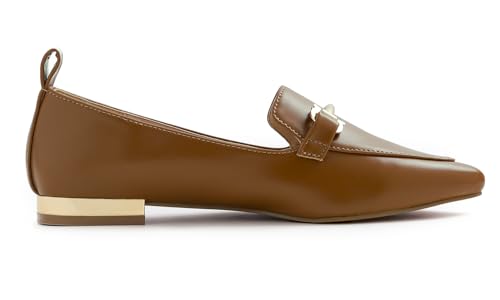 Image of FEVERSOLE Women's Loafer Flat Pointed Deco Low Heel Fashion Slip On Dress Driving Office Shoes