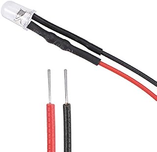 sourcing map 15Pcs DC 12V 5mm Pre Wired LED, Flashing White Light Round Top Clear Lens, Light Emitting Diodes with Edge